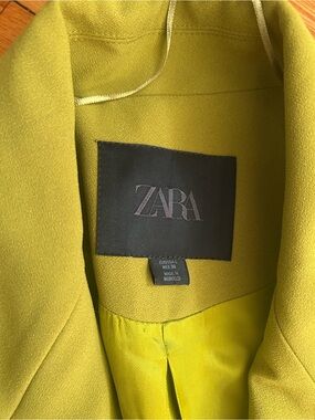 Zara Olive Green/Chartreuse Belted Blazer Jacket for Women- Sz L